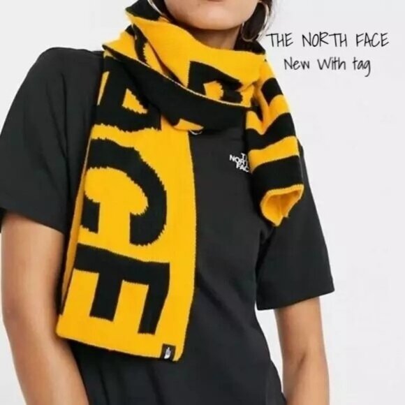 The North Face Yellow Logo Scarf - New with Tags, Stylish & Warm - Picture 1 of 6
